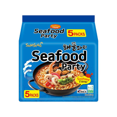 Samyang Seafood Party Ramen Noodle Soup 5 Pack - Korea (Case of 4)