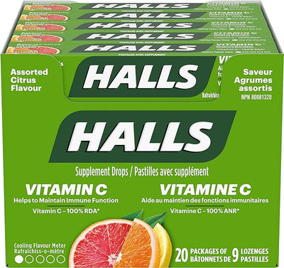 Halls Vitamin C Assorted Citrus Flavor - 20ct