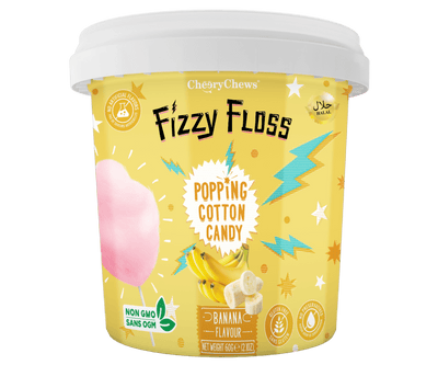 Fizzy Floss Popping Cotton Candy Banana 60g (Case of 18)