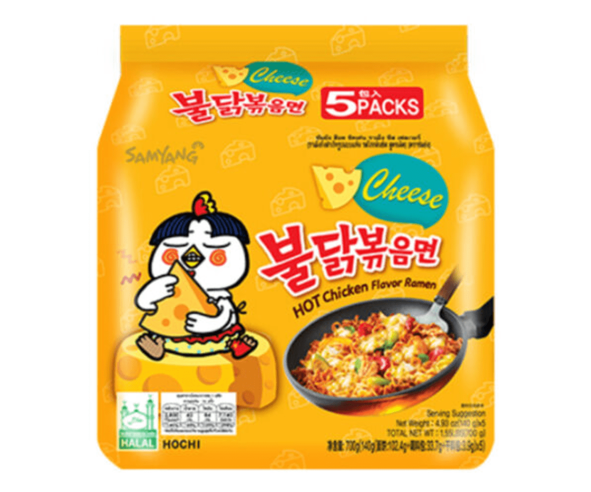 Samyang Hot Chicken CHEESE Ramen Soup 5 Pack - Korea (Case of 8)
