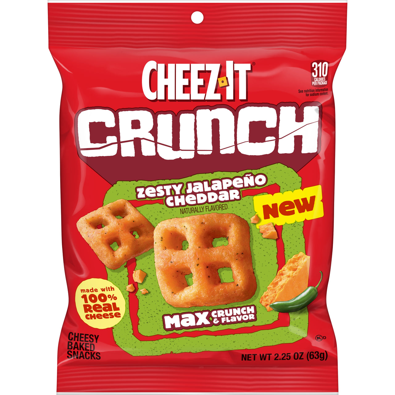 Cheez-It Crunch Zesty Jalapeno Cheddar 2.25oz (63g) - Case of 6