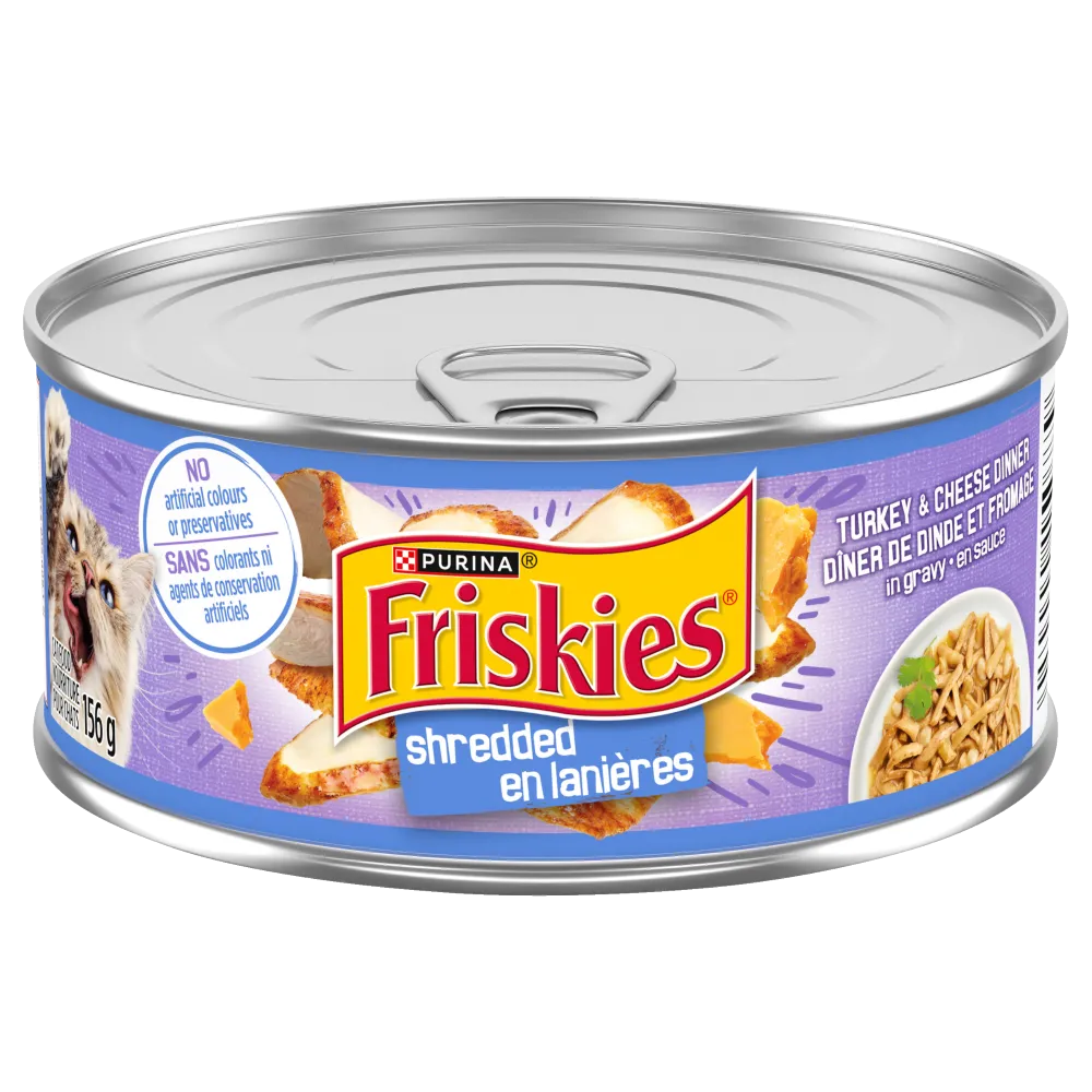 Friskies Shredded Turkey & Cheese Dinner Cat Food 156g - Case of 24