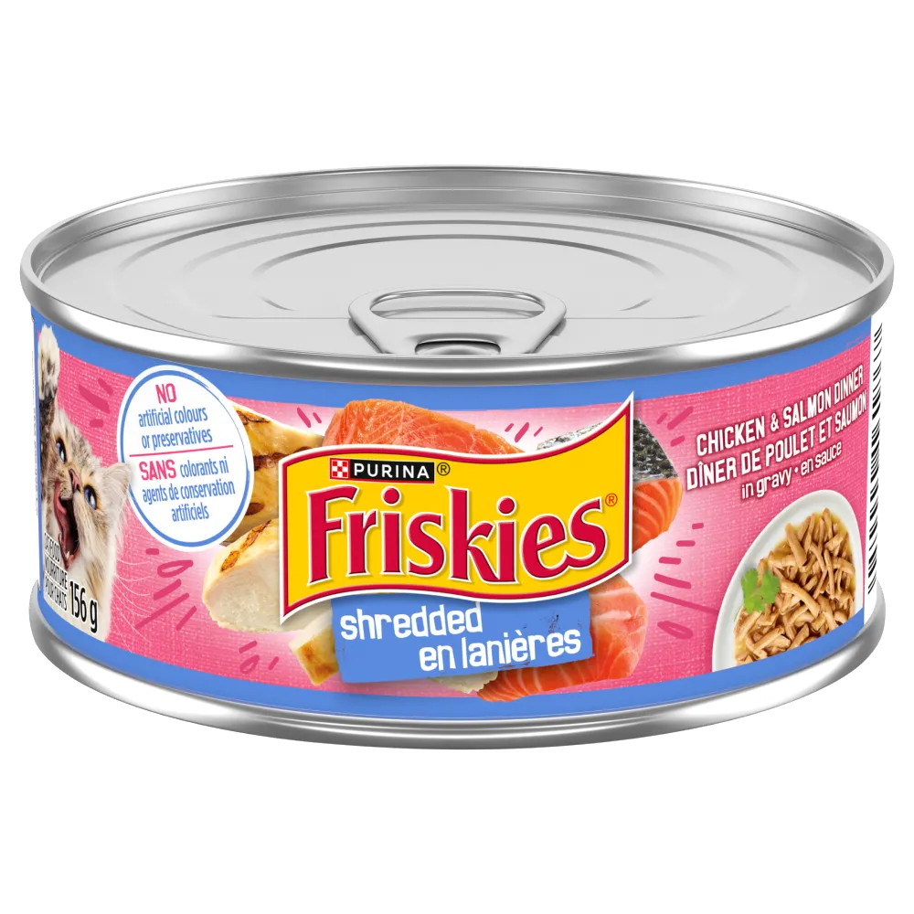 Friskies Shredded Chicken & Salmon Dinner Cat Food 156g - Case of 24