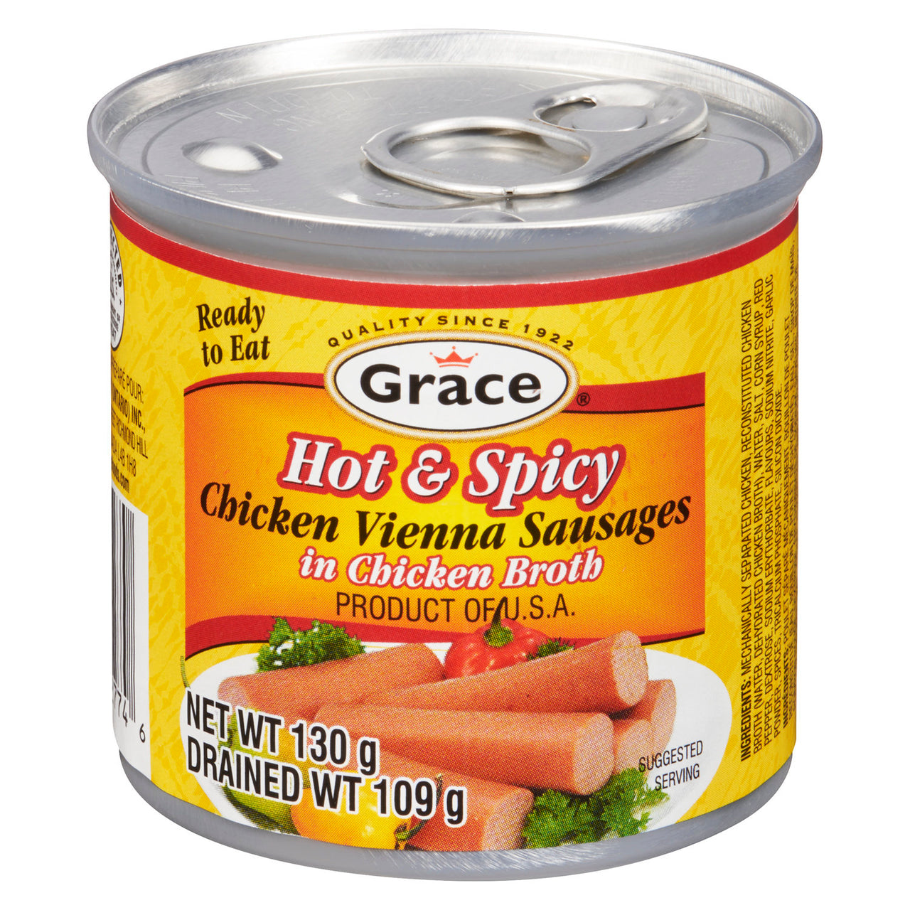 Grace Hot & Spicy Chicken Vienna Sausages 130g - Case of 48