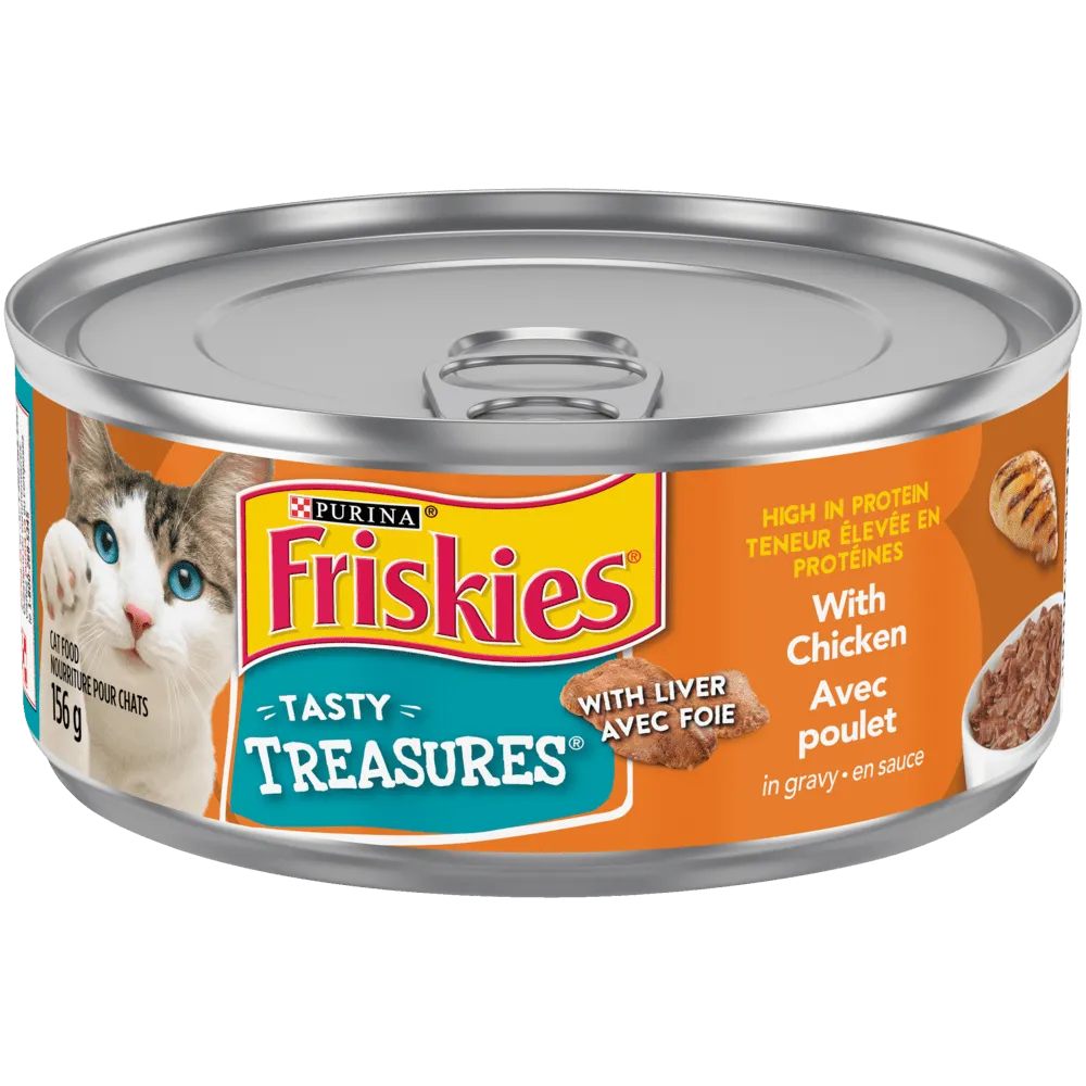 Friskies Tasty Treasures Chicken with Liver Cat Food 156g - Case of 24