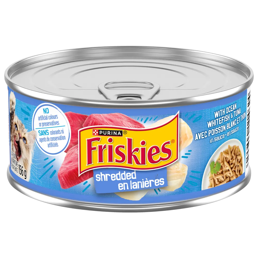 Friskies Shredded Ocean Whitefish & Tuna Cat Food 156g - Case of 24