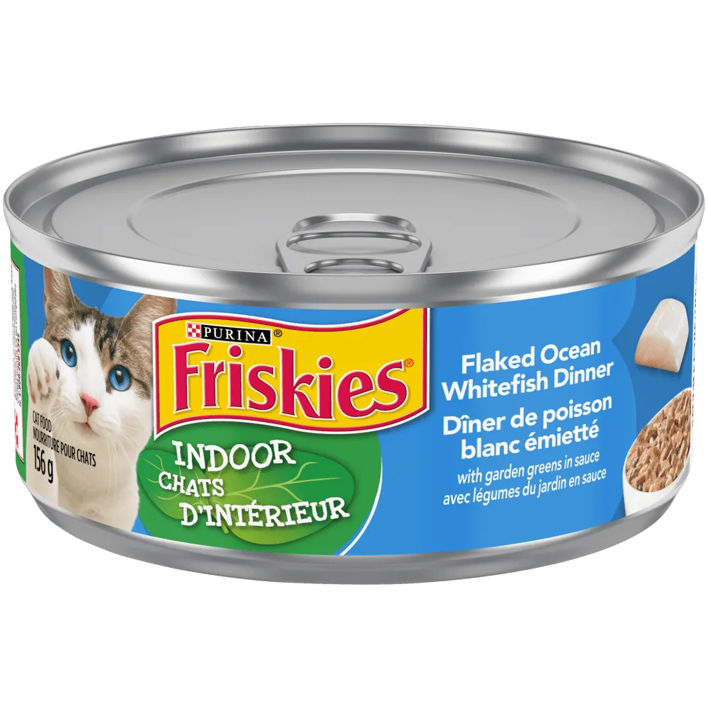 Friskies Indoor Flaked Ocean Whitefish Dinner Cat Food 156g - Case of 24
