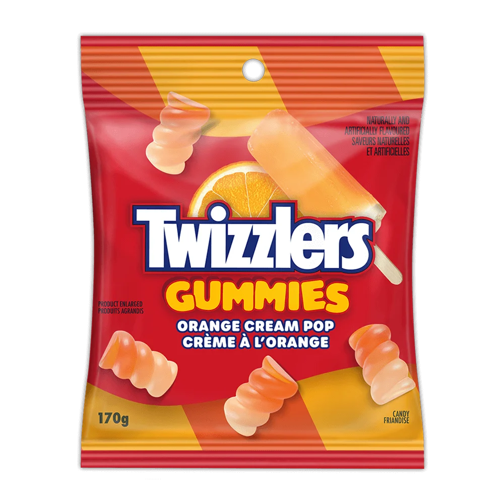 Twizzlers Gummies Orange Cream Pop 170g - Case of 12
