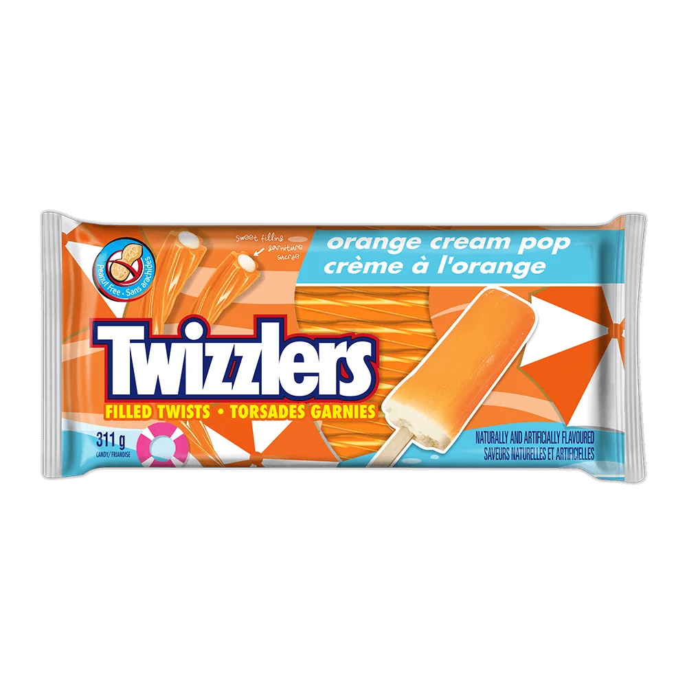 Twizzlers Filled Twists Orange Cream Pop 311g - Case of 12