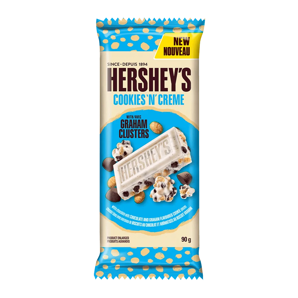 Hershey’s Cookies 'N' Creme with Graham Clusters Bar 90g - Case of 14