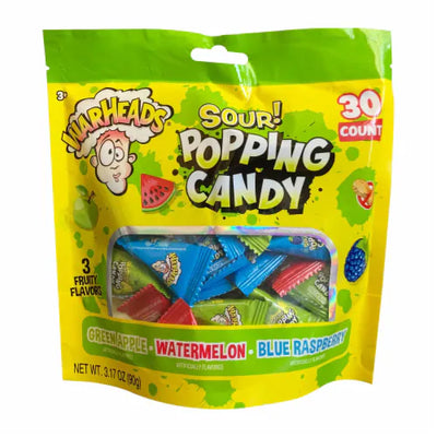 Warheads Sour Popping Candy 90g Peg Bag - Case of 16