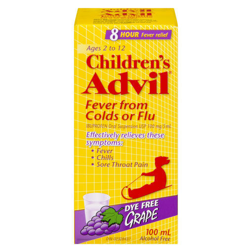 Advil Children's Fever from Colds or Flu - Dye Free Grape 8hr Fever Relief 100ml - 6ct