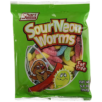 Shari Sour Neon Worms - (Case of 12)