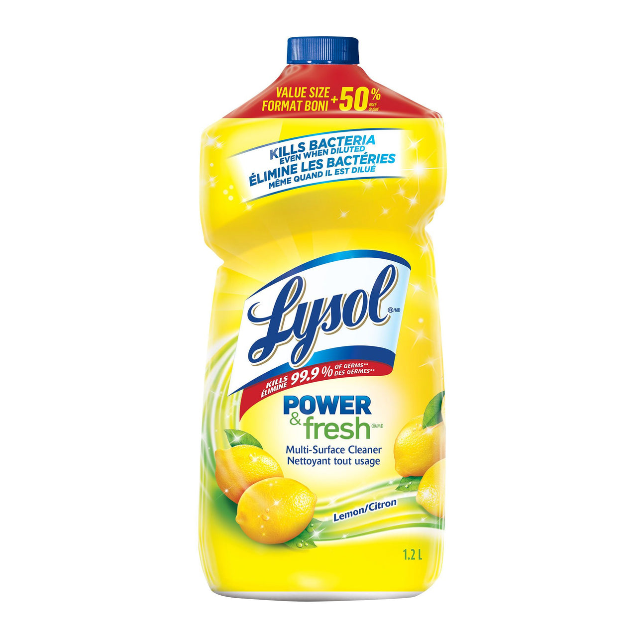 Lysol Power & Fresh Multi-Surface Cleaner Lemon 1.2L - Case of 9