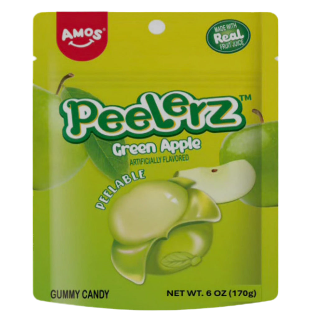 Amos Peelerz Gummy Green Apple 170g - Case of 12
