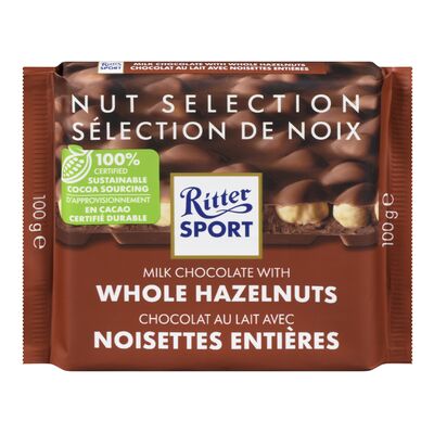 Ritter Sport Milk Chocolate with Whole Hazelnuts Bars 100g - 10ct