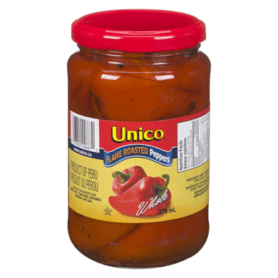 Unico Whole Flame Roasted Peppers 370ml - Case of 12