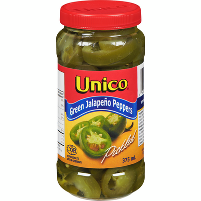 Unico Green Jalapeño Peppers 375ml - Case of 12