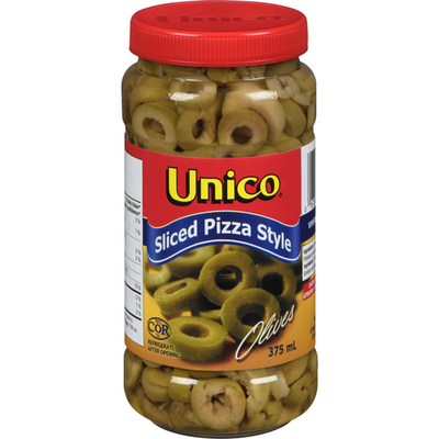 Unico Sliced Pizza Style Olives 375ml - Case of 12