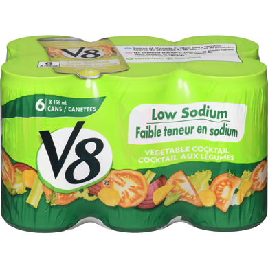 V8 Vegetable Cocktail Low Sodium 156ml (6 pack)