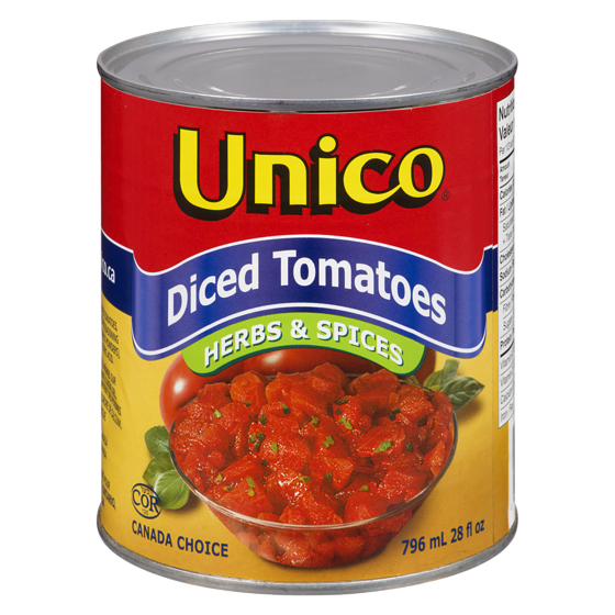 Unico Diced Tomatoes Herbs & Spices 796ml - Case of 12