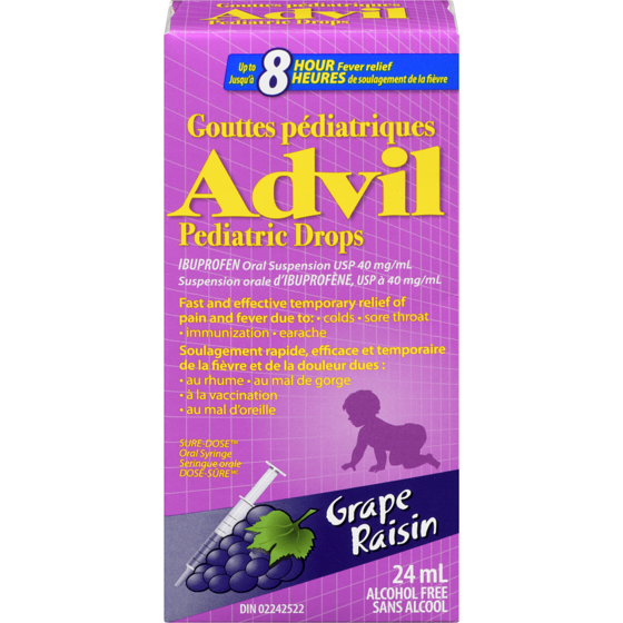 Advil Pediatric Drops Grape 8hr Fever Relief 24ml - 6ct