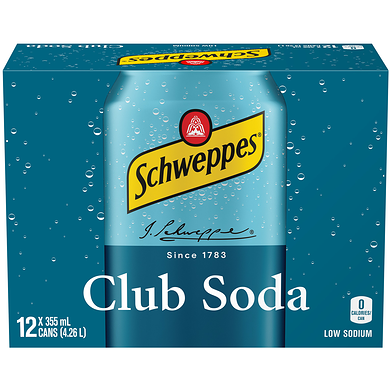 Schweppes Club Soda 355ml - Case of 12