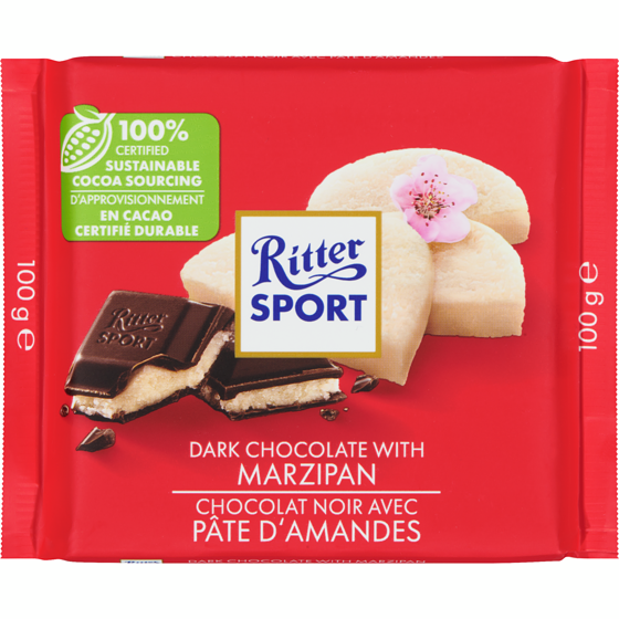 Ritter Sport Dark Chocolate with Marzipan Bars 100g - 12ct