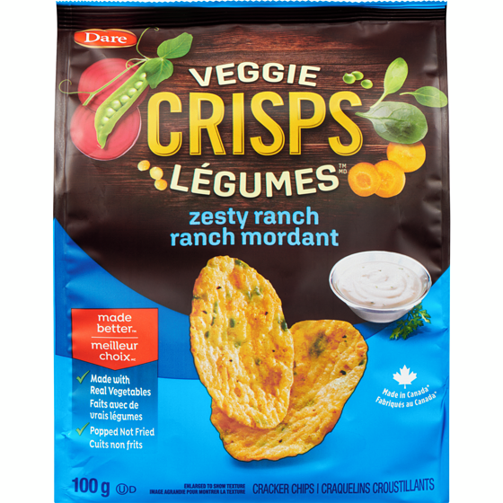 Dare Veggie Crisps Zesty Ranch 100g - Case of 12