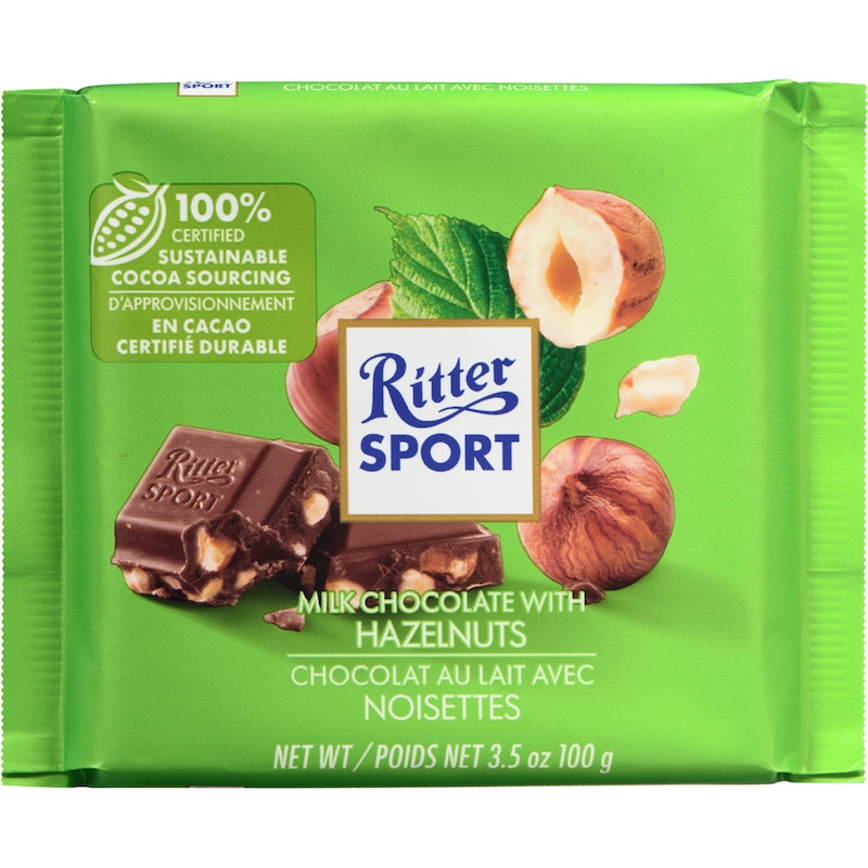 Ritter Sport Milk Chocolate with Hazelnuts Bars 100g - 12ct
