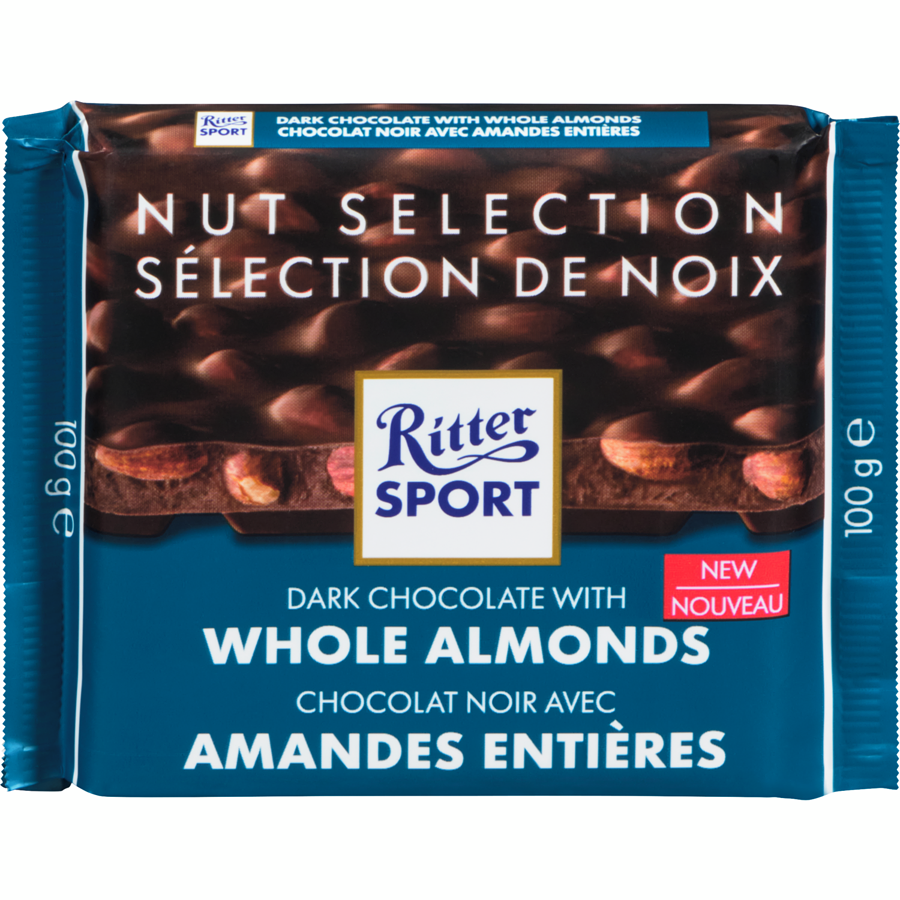 Ritter Sport Dark Chocolate with Whole Almonds Bars 100g - 11ct