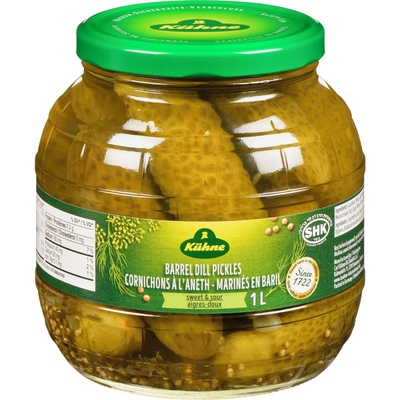 Kuhne Barrel Dill Pickles 1L - Case of 6