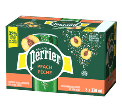 Perrier Carbonated Natural Spring Water Peach Flavor 330ml (8 pack)