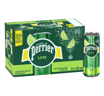 Perrier Carbonated Natural Spring Water Lime Flavor 330ml (8 pack)