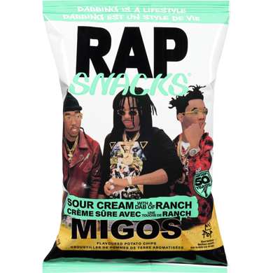Rap Snacks Migos Sour Cream with a Dab of Ranch (Case of 16)(BB.Oct.11.25)