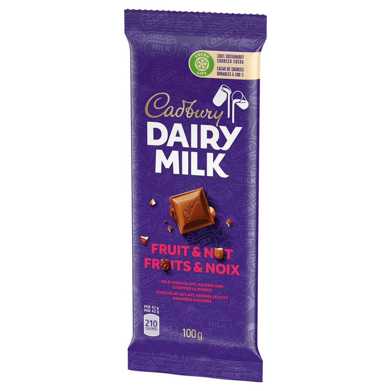 Cadbury Dairy Milk Fruit & Nut Bars 100g - 21ct