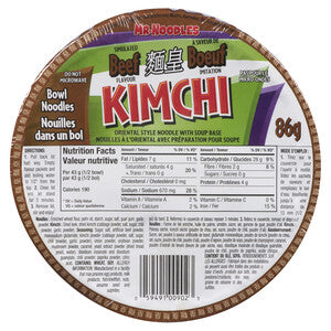 Mr. Noodles Kimchi Beef Bowl Noodles 86g (12 pack)