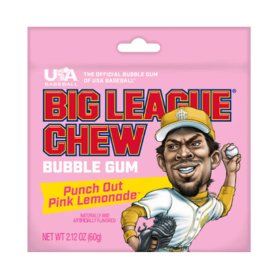Big League Chew Bubble Gum Punch Out Pink Lemonade 60g - Case of 12