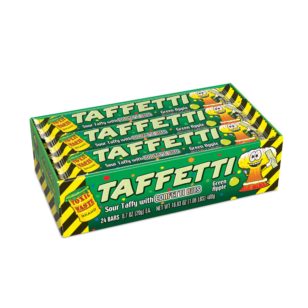 Toxic Waste Taffetti Sour Green Apple .7oz - 24ct