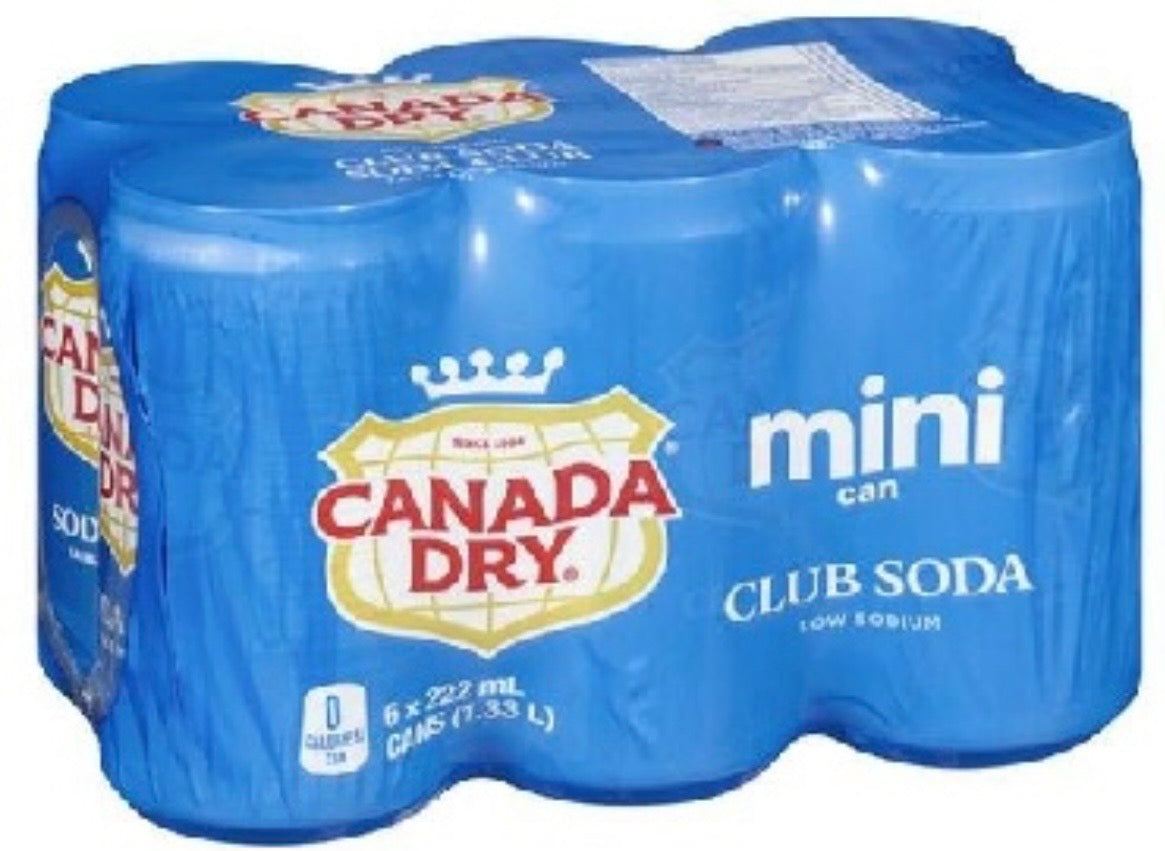 Canada Dry Club Soda Mini 222ml - Case of 6