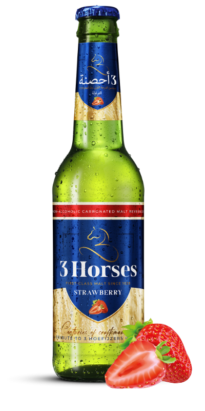 3 Horses Strawberry Malt Drink 330ml (Case of 6) - Holland