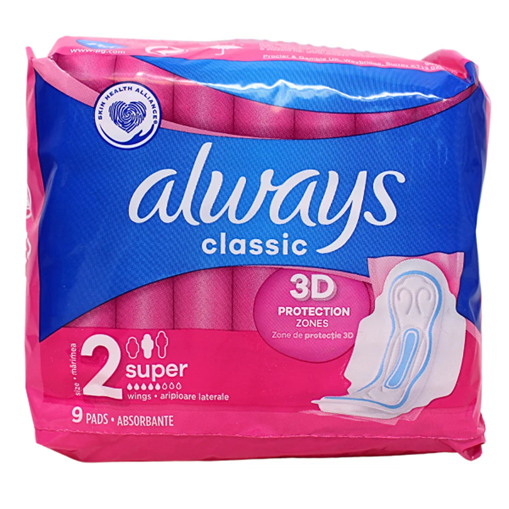 Always Classic Super Pads 9ct - Case of 16