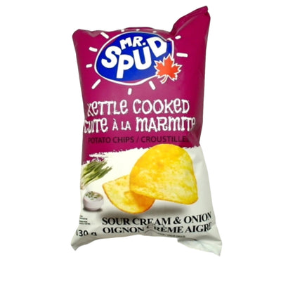 Mr. Spud Kettle Cooked Sour Cream & Onion Chips 130g - Case of 16