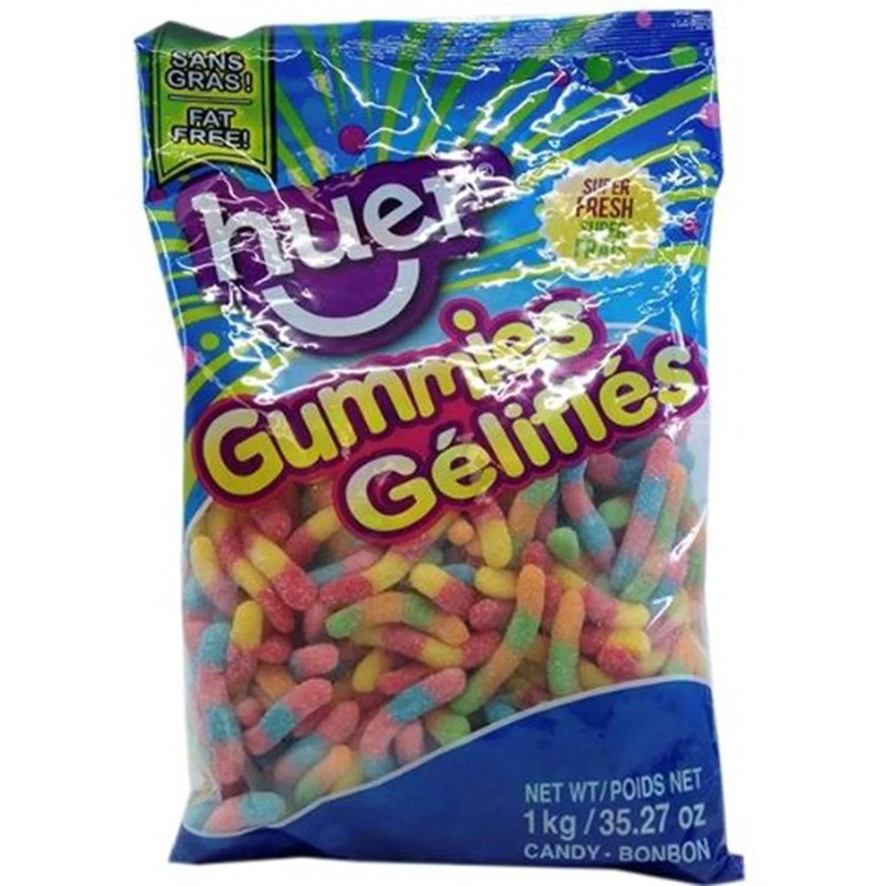 Huer Sour Neon Worms Gummies 1kg
