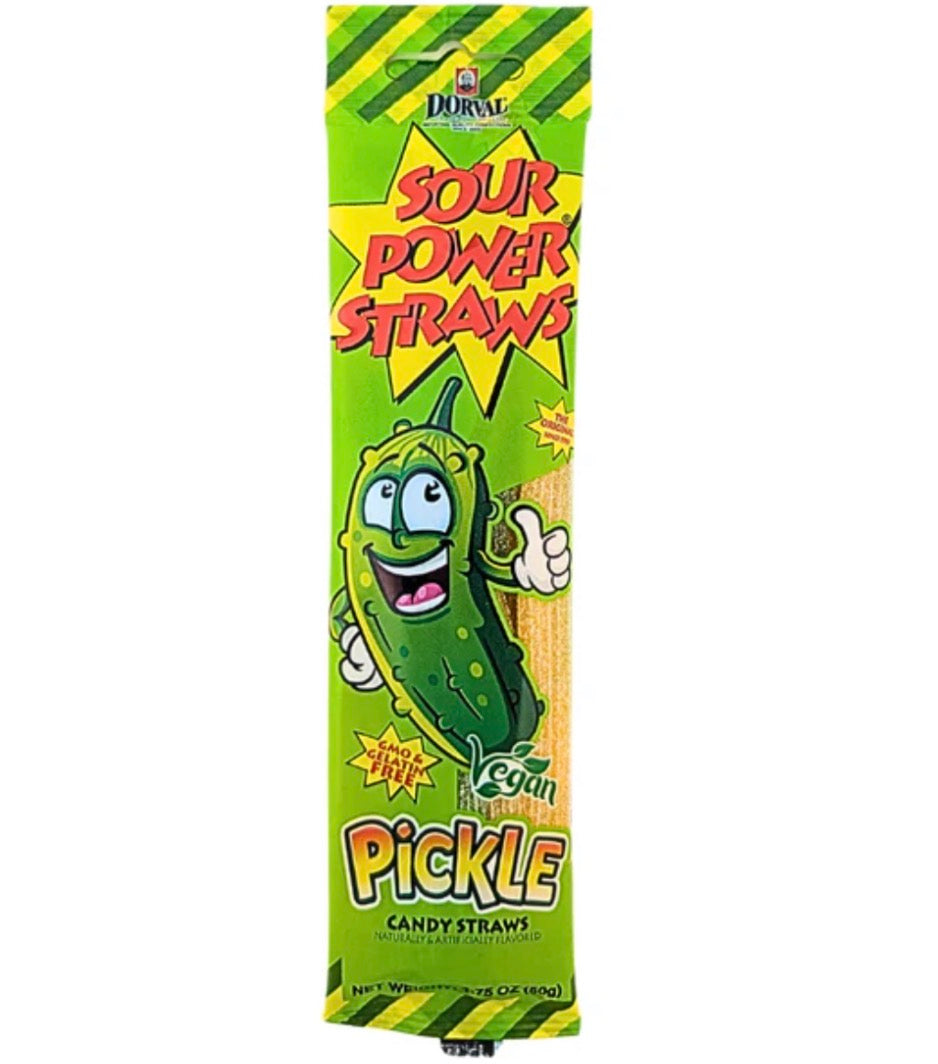 Sour Power Pickle Candy Straws - 24ct