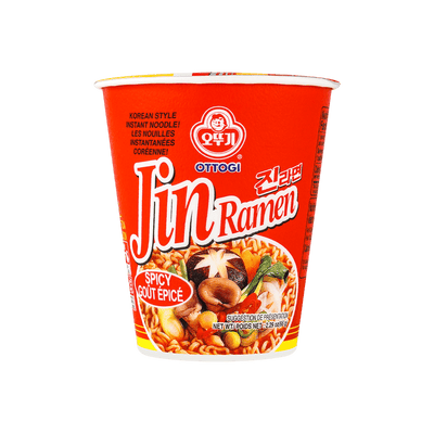 Ottogi Jin Hot Ramen Noodles Soup Cup 65g (6 pack)