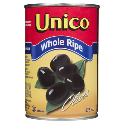 Unico Whole Black Olives 375ml - Case of 24