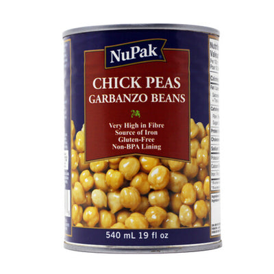 NuPak Chick Peas Garbanzo Beans 540ml - Case of 12