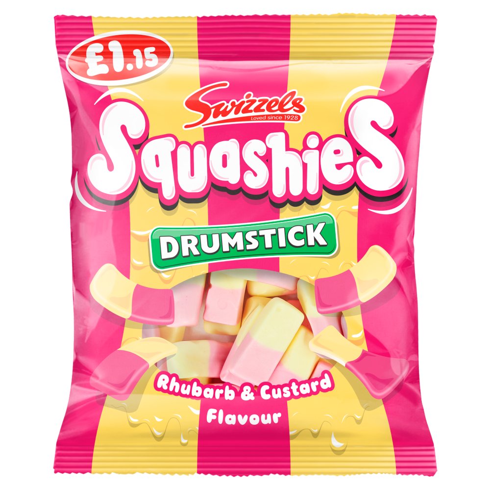 Swizzels Squashies Drumstick Rhubarb & Custard 120g - Case of 12 (UK)