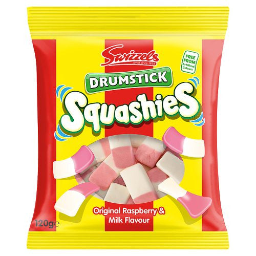 Swizzels Squashies Drumstick Original Raspberry Milk 120g - Case of 12 (UK)